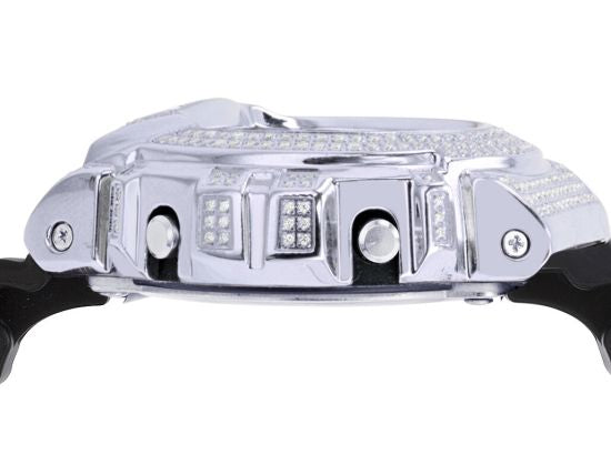 Mens Casio G Shock 6900 White Gold Steel Diamond Watch 3.0 CT